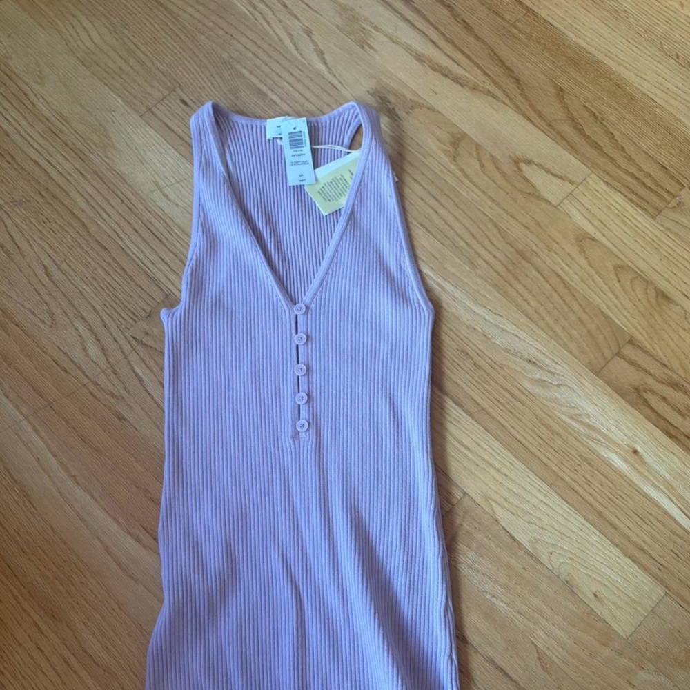 Purple Ribbed Tank Dress